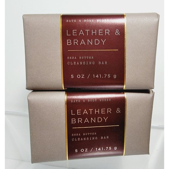 Bath & Body Works Other - 2 LEATHER & BRANDY Bath & Body Works Shea Butter Cleansing Body Bar Soap 5oz NEW